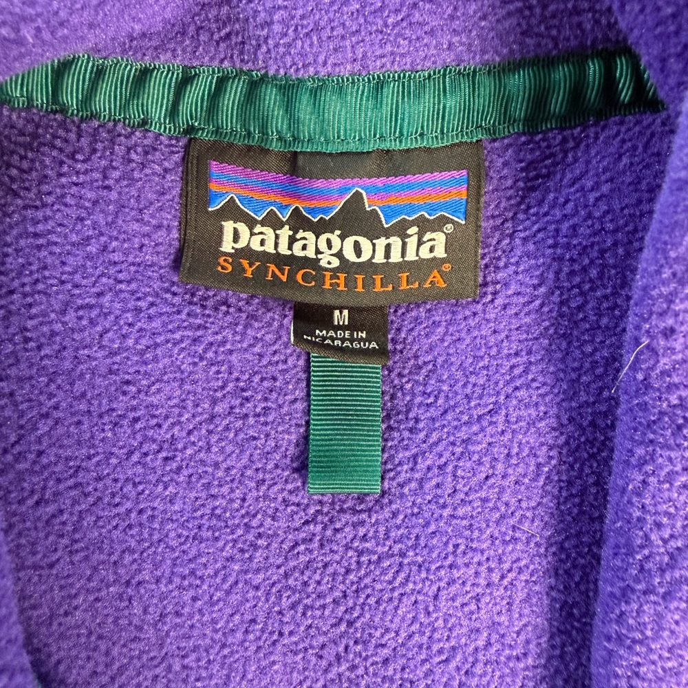 Patagonia Synchilla T-Snap Purple Teal Pullover Jacket Mens Medium - Picture 7 of 9
